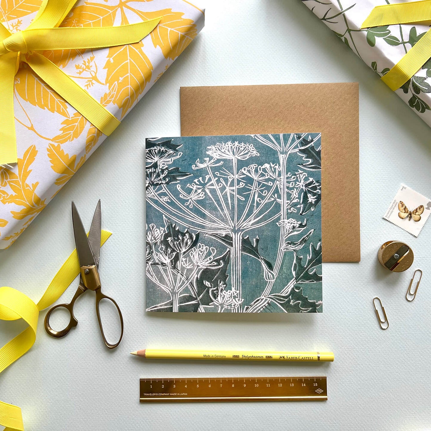 Cow Parsley Linocut Card