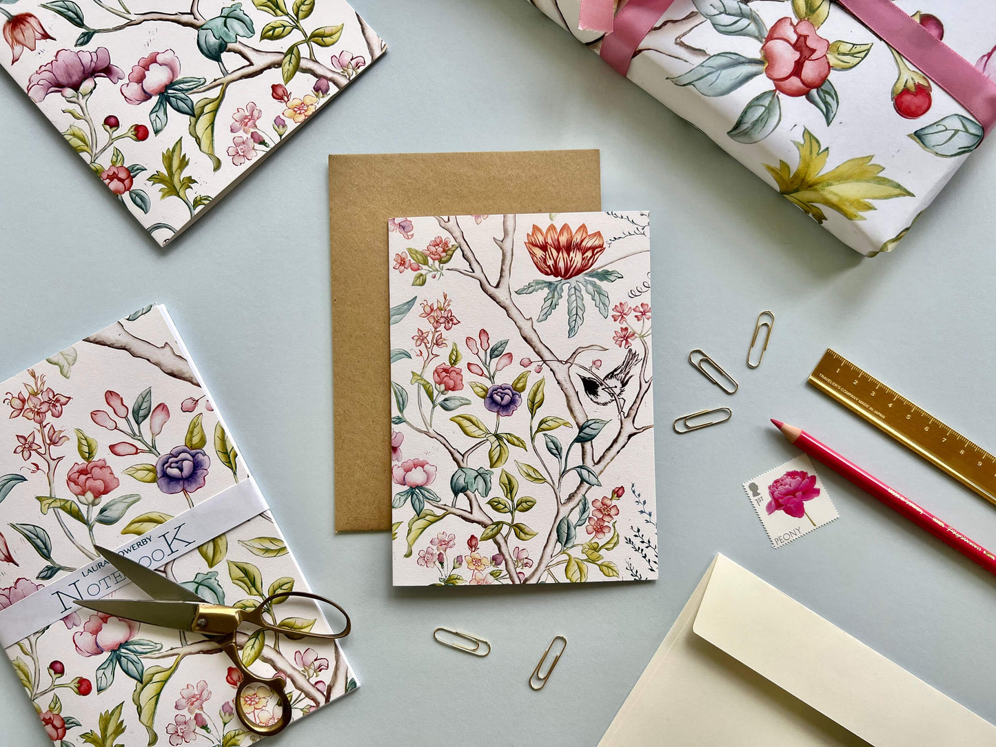 Patterned Paper Peony Garden Swallow