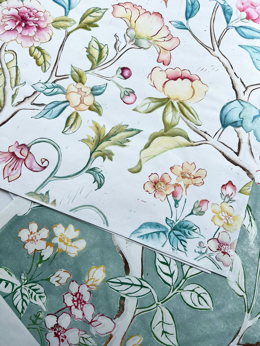 HANDMADE WALLPAPER PANELS Peony Garden