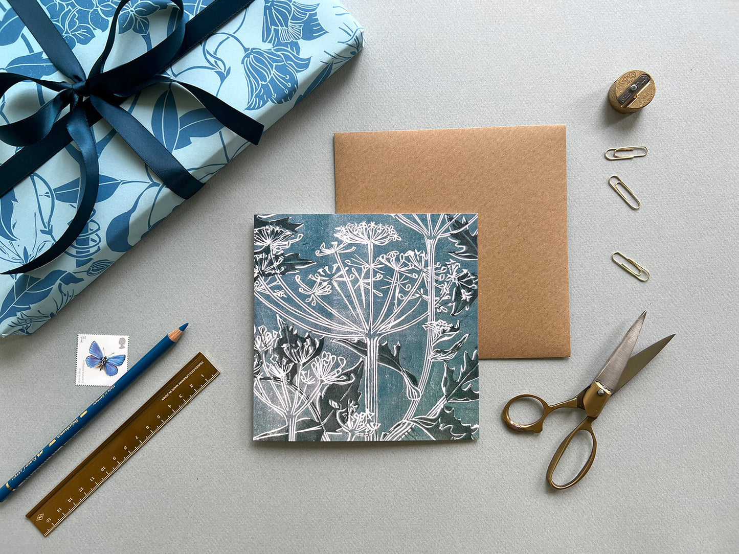 Cow Parsley Linocut Card