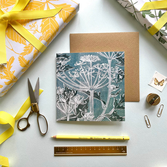 Cow Parsley Linocut Card